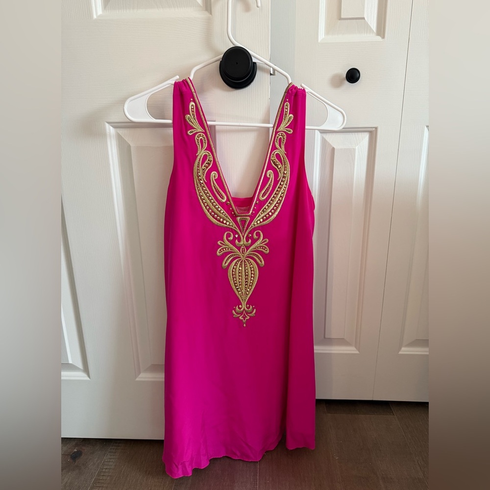 Lilly Pulitzer Dress Owen Pink Gold 00 NWT